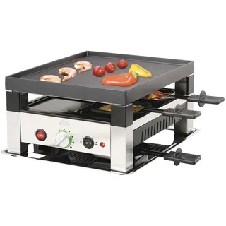Solis 4 in 1 Raclette & Pizza Grill, Racletteofen, Silber