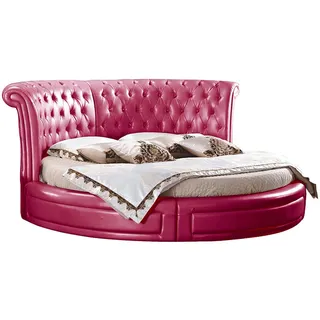 Xlmoebel Rundbett Klassisches Chesterfield Bett aus Leder mit gepolstertem Kopfteil (Chesterfield Bett 4062292302022), Hergestellt in Europa rosa