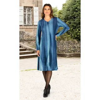 Viskose-Mix-Kleid in Druck blau in Größe 42 von DW-Shop, Blau, 42