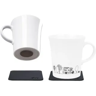 silwy Porzellan Magnet-Henkel-Tasse 0,27 l Schwarz 2 St.