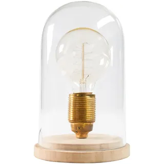 invicta INTERIOR riess-ambiente Vintage Tischlampe EDISON im Retro Stil Edison Lampe E27 Holz Glas Glaskuppel Wohnzimmerlampe Glühbirne Tischleuchte Nostalgie