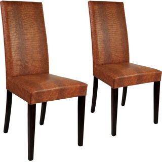 Home affaire Polsterstuhl Java (Set, 2 Stück), Kunstlederbezug mit Animalprägung braun