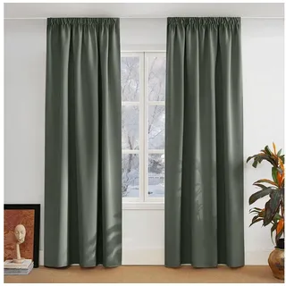 LuxusKollektion Verdunkelungsvorhang Blickdichte Vorhänge grün 300x140 cm (2 St) grau|grün 140 cm x 300 cm