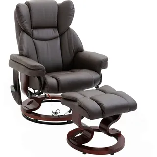 HOMCOM Relaxsessel Massagesessel mit Fußhocker und Liegefunktion, Kunstleder Braun 79x82x101 cm, komfortabel für Entspannung & Wellness   Aosom.de