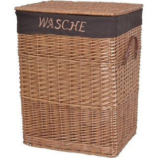 HOFMANN LIVING AND MORE Wäschekorb, aus Weide, handgefertigt mit herausnehmbarem Stoffeinsatz, 47x35x61cm beige|braun 60 cm x 41 cm x 42 cm