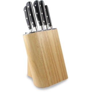 Rockingham Forge SHARP’N BLOCK Messerblock aus Kautschukholz – Selbstschärfend, Für bis 5 Messer geeignet, gefülltes Messerblock, Messerblocksets