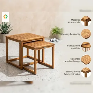 prestige home living outdoor Garten Beistelltisch 2er  –  Braun