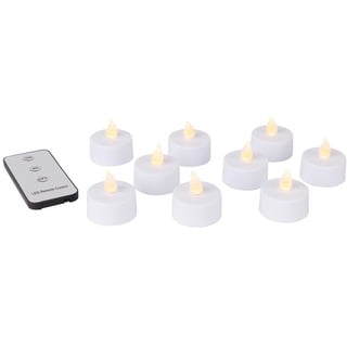 LED Kerzen, 10 LED Teelichter mit Timer & Fernbedienung , flammenlose Kerzen mit Flacker-Optik, inkl. Batterien, warm-weiß beleuchtet