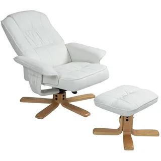 Idimex Relaxsessel Charly Textil 76 x 87 x 61 cm Weiß mit Hocker