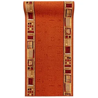 Mazovia Läufer Läufer Teppichläufer Brücke - Vorzimmer Küche - Terracotta Rost, 80 x 700 cm, Kurzflor, Rutschfest, Meterware, Verschiedene Größen orange 80 x 700 cm