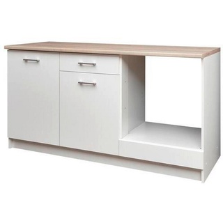 Carryhome Miniküche, Weiß, Sonoma Eiche, Holzwerkstoff, 1 Schubladen, 160 cm, Küchen, Miniküchen