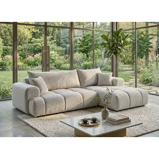 Sofa Vitton II B&B HOME Big-Sofa Vitton II, L-Form, Cord-Bezug, Beige, Schlaffunktion, Bettkasten, Skandinavisch (Armlehne rechts) - Beige