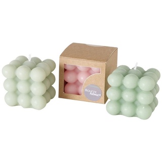 BOLTZE Tafelkerze (Packung, 3-tlg., Pack), 3 Stück Bubble Kerzen Modell SUMMER grün|rosa