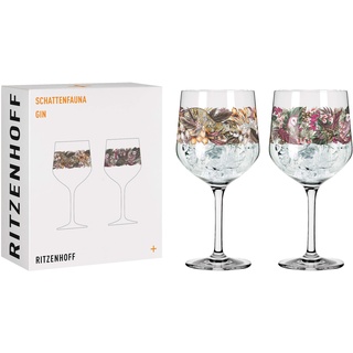 Ritzenhoff 3691002 Gin-Glas 700 ml - Serie Schattenfauna Set Nr. 2 – 2 Stück, Leopard & Eule – Made in Germany