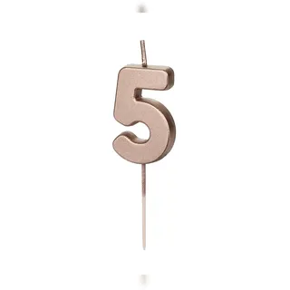 PartyDeco Geburtstagskerze Zahl 5 Zahlenkerze 4,5cm Kuchenkerzen Tortenkerzen Geburtstag Jubiläum Jahrestag Partydeko Geburtstag Tortendeko Rosegold