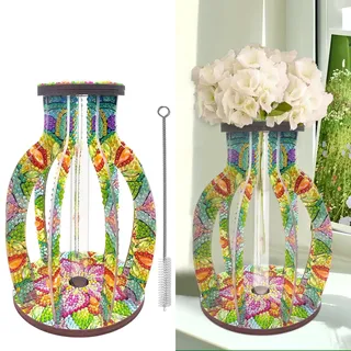 CXINLky Diamond Art Painting Blumenvase, Kreativ Diamond Art Mandala Reagenzgläser mit Bürste, Reagenzglas Vase für Hydrokultur Pflanzen, Tisch Hause Büro Wohnzimmer Deko-01-Mandala
