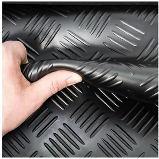 ANRO Gummimatte Riffelmatte Meterware 3mm Riffelblech Gummiläufer Riffelblechmatte als Werkstattboden, Bodenbelag, Werkbank Auflage, Gummi Matte für Anhänger, Garage Schwarz 50 x 100cm