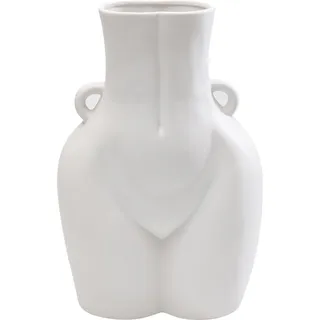 Kare Vase Donna Weiß, Keramik Steingut glasiert, Unikat, handbemalt, Accessoire, Blumenvase, Dekovase, Vasenbehälter, 40cm
