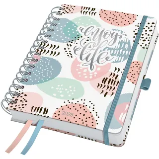 Sigel J5602 Spiralkalender 2025 A5, Jolie Rose Inspiration, Hardcover, Gummiband, Stiftschlaufe, Einstecktasche, 2 Zeichenbänder, 240 Seiten, vegan, Buchkalender, Terminplaner