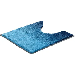 Erwin Müller WC-Umrandung mit Ausschnitt blau Größe 50x50 cm - rutschhemmend, weich und flauschig, für Fußbodenheizung geeignet
