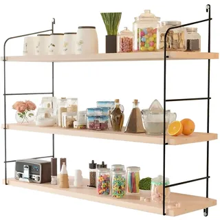 Jungengel Retro Wandregal 3-Etagen Industrie-Design - Schweberegal Holz Metall 60x60x14cm Tragkraft 15kg - Wandboard Küchenregal Bücherregal ohne Bohren Montage einfach