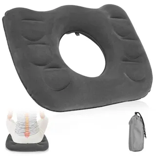 Elzusha – Ergonomisches, aufblasbares Sitzkissen – Donut-Kissen für den Einsatz zu Hause, im Büro und für Rollstuhlfahrer - Grau