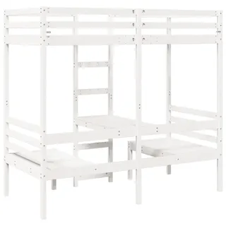 vidaXL Hochbett mit Schreibtisch & Stühlen Kiefer 90 x 200 cm weiß