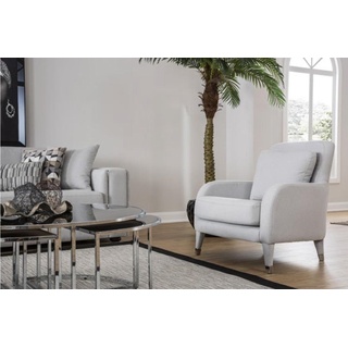 JVmoebel Loungesessel Sessel Sitzer Design Wohnzimmer Polster Holz Polster Moderne Luxus weiß