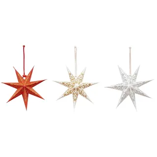 Levandeo® Christbaumschmuck, 3er Set Papierstern 7 Zacken 20cm Weihnachten Papier Deko Anhänger