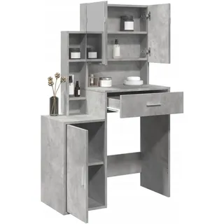 vidaXL Schminktisch mit Schrank Betongrau 80x35x132 cm