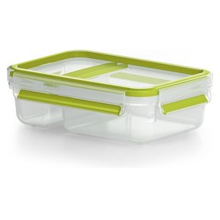 Emsa Lunchbox Clip und Go 518103 Kunststoff, Yoghurtbox mit Knick-Ecke, grün/transparent, 600 ml
