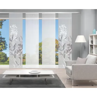 VISION S "4ER SET SEMORA | halb-transparenter Stoff in Bambus-Optik | 4X 260x60, Schiebevorhang 4er Set Digitaldruck