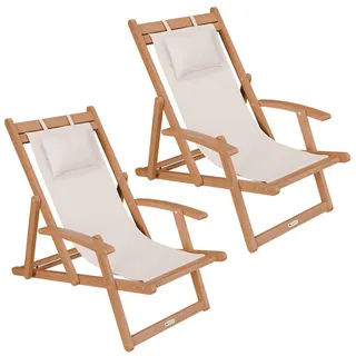 Juskys Sonnenliege Tavira 110 x 60 x 110 cm creme 2 St.