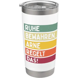 Ruhe Bewahren Arne Regelt Das Spruch In Retro Farben Doppelwandiger Edelstahl-Thermobecher