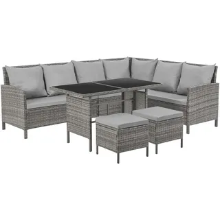 Svita Madison Rattan-Lounge Ecksofa grau