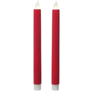 MARELIDA 2er Set LED Stabkerzen Tafelkerzen mit beweglicher Flamme H: 24cm in rot | Gr.: onesize