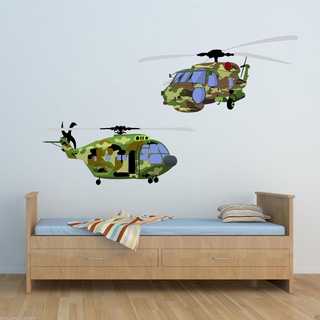 Wall Smart Designs Farbige Armee Hubschrauber Kunst Transfer Drucke Kinderzimmer WSD10 - Multi, L