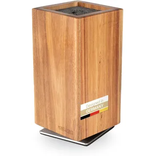 Moritz & Moritz Magnetischer Messerblock ohne Messer aus Akazie Holz - 360° Drehbar - Messerhalter Magnetisch - Messerständer Unbestückt - 2 in 1 Küchen Organizer für Messer & Küchenutensilien