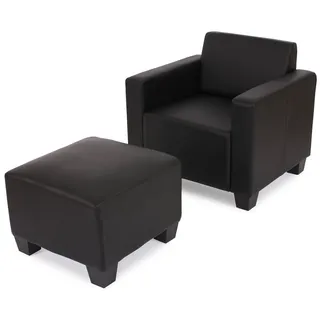 Modular Sessel Loungesessel mit Ottomane Moncalieri, Kunstleder ~ schwarz