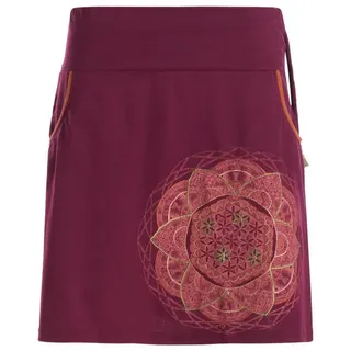 Vishes Minirock Kurzer Damen Baumwoll-Rock Taschen-Rock Mini-Röcke Blume des Lebens Hippie, Ethno, Boho Style rot 40-42