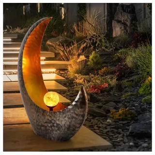 GLOBO LIGHTING LED Solarleuchte, LED-Leuchtmittel fest verbaut, Mondsichel Solarleuchte Solar Außen Gartendeko LED Lampe Outdoor