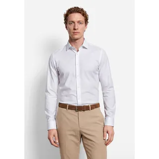 Olymp Businesshemd No. Six Super Slim, Modern Kent", Herren, Gr. 42, Normaler Arm, weiß, 64% Baumwolle, 27% Polyester, 9% Elasthan, Hemden