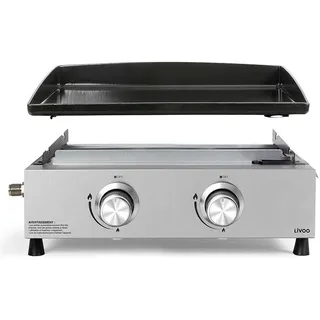 Livoo, Gasgrill, Plancha-gaz-2-Brenner (5 kW)