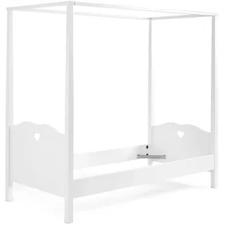 58 aufm Kessel Himmelbett Kamila 90 x 200 cm Kiefer lackiert weiß