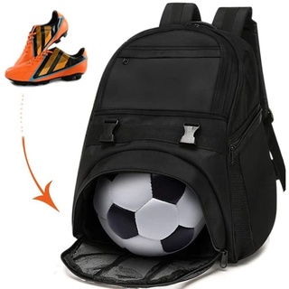 Jugendfußballtaschen,Sportrucksäcke für Fußball, Basketball, Fußball mit Ballhalter für Jungen Mädchen,Schwarz
