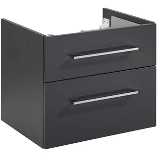 Voleo Waschtischunterschrank Lara, Anthrazit, Chrom, Anthrazit Hochglanz, Metall, 2 Schublade(n) Schubladen, 60x48.8x50.9 cm, Typenauswahl, hängend, Badezimmer, Badezimmerschränke, Waschtischkombinationen