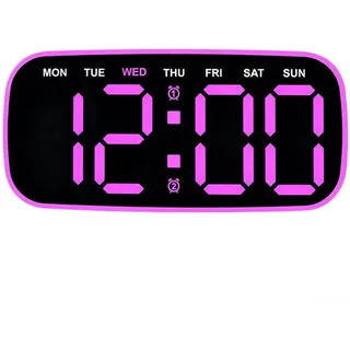 Hosrivae Digitaler LED-Holzwecker mit Kalender- und Temperaturanzeige, dimmbarer Beleuchtung, lautloser Funktion, stilvollem Design, für Schlafzimmer oder Büro(C)