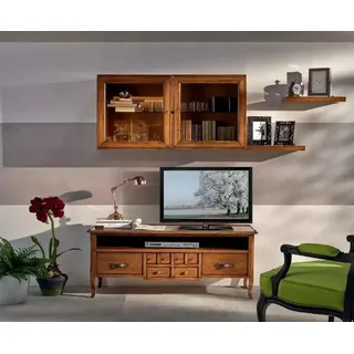 Xlmoebel Wohnwand Modernes Braun Lowboard mit Stauraum für Fernseher und Multimedia, (4-St., Set 4tlg. Wohnwand (Lowboard + 2x Wandregale + Wandvitrine), Hergestellt in Europa braun