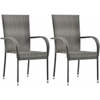 vidaXL Stapelstuhl 55,5 x 53,5 x 95 cm grau 2 St.