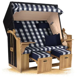Strandkorb Hanse Ostsee XXL 2,5 Sitzer Volllieger schwarz 150cm breit, ideal für Garten, Terrasse und Balkon